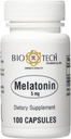 Bio- Tech Pharmaceutical Melatonin (5 mg), 100 kapszula - All - Natural Supplement - Support Sleep, Cardiovascularis, Immune, & Bone Health - No Dairy, Fish, Gluten, Mogyoró, kagyló, GMOS, & Soy - No