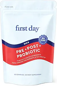 ELSŐ NAP 3 in 1 Probiotics for men - Prebiotic, probiotic & Postbiotic Supplement - Mens Probiotic for Digestive Health, Oral Health, Immunfunction, Energy, Gut Health for Men - 30- napos ellátás