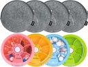 INVODA Hetente Pill Organizer 7 Comcomplicating Rotating Pill Box for Daily Medication & Vitamins - Portable Travel Pill Case Fish Oil Supplements Vitamins Organizer (4 Pill Box + 4 Bag)