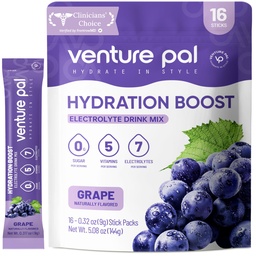 Venture Pal Sugar Free Electrolyte Powder Packets - Liquid Daily IV Drink Mix for Rapid Hydration & Party Recovery 124; 5 Vitamins & 7 Electrolytes