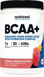 Nutricost BCAA + hidratációs por (málna lemonádé) 30 szervadékok - elágazó láncú aminosavak hidratációs komplexum - gluténmentes, nem-GMO