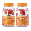 Életképes kollagén & C-vitamin + Cink 50mg, gumicukor bundle - nagy ízű, vitamin kiegészítés, glutén mentes, GMO mentes, rágható gumi