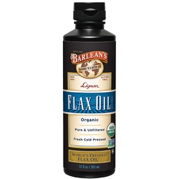 Barlean Organic Lignan Flaxseed Oil Supplement from Cold Pressed Flax Seeds, 7,230 mg ALA Omega3 Fatty acids for Healthy Hair, Skin, and Eyes, Gluten Free, 12 oz
