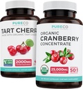 Organic Cranberry Pills & Tart Cherry - Clean & Clear Bundle - Vizeleti Tract & Uric Acid Support - Organic Cranberry Pills - 50: 1 Koncentrátum & Organic Tart Cherry kapszula - 4: 1 kivonat