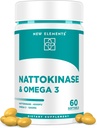 Omega 3 Fischöl 1200mg mit Nattokinase Ergänzung 4000 FU Organic | DHA | EPA | Nattokinase Abgeleitet von Japanisch Natto | Herz-Kreislauf- und Kreislaufunterstützung | Herzgesundheitsunterstützung | 60 Softgels
