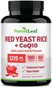 ForestLeaf Red Yeast Rice CoQ10 kiegészítés - 1215 mg extra erő Red Eeast Rice kapszula Alpha Lipoic Acid & Organic Flaxseed, Citrinin Free - 180 kapszula