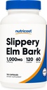 Nutricost Slippery Elm Bark kapszula 1000mg Per Serving, 120 kapszula - nem-GMO, glutén mentes, vegetáriánus barát
