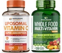 Teljes értékű Wellness Liposzómás C-vitamin kapszula (200 db 150 mg-os Buffed) Magas abszorpció + ételmultivitamin férfiaknak - Természetes multivitaminok, ásványi anyagok, szerves kivonatok