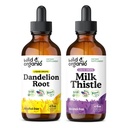 Wild & Organic Dandelion Root Tincture & Milk Thistle Tincture 4 fl oz - Máj Cleanse Detox Support - Dandelion Root Extract Drops - Milk Thistle Supplement - No Sugar & Cool