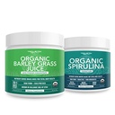 Triquetra Health Organic Spirulina Powder 8 oz. Plusz Organic Barley Grass Juice Powder 5.3 oz.