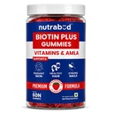 Nutrabud Biotin Hair Gummies For Women, Men | No Added Sugar | For Healthy Hair Growth, Skin Glow & Strong Nails | Strawberry Flavor Veg Gummy Bear Supplement - 60 Count (Pack of 1)