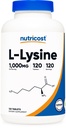 Nutricost L- Lysine 1000mg, 120 tabletta - glutén mentes, nem GMO, és vegetáriánus barát