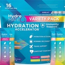 Hydromate Electrolyte Powder Variety Pack Hidratációs csomagok Alacsony cukor 16 Számlálás