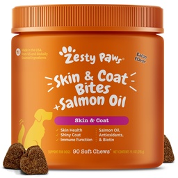 Zesty Paws Omega 3 Halolaj kutyáknak - Zesty Paw kutya vitaminok és kiegészítők Hip, Joint & Skin, Bacon (90 sajt)