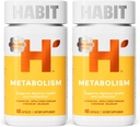Habit Metabolizmus Kiegészítés 2 Pack (120 kapszula) - Támogatja az emésztőrendszeri egészség és anyagcsere, B12-vitamin, szelén, króm, Apple Cider Ecet, Vegán, Non-GMO