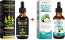 Mullein cseppek a tüdők tisztítására és Soursop Bitters folyadék, Mullein levélkivonat tinktúra klorofillal, Soursop multivitamin cseppek, természetes gyógynövény kiegészítés a férfiak és nők