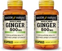 MASON TERMÉSZETI egész Herb Ginger 500 mg, természetes gyógynövény kiegészítés, 60 kapszula (2 db-os csomag)