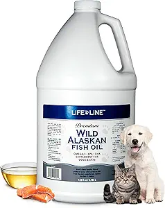 Life Line Pet Nutrition Wild Alaskan Halolaj kutyák és macskák 128oz - Omega 3 Halolaj kiegészítés bőr és kabátok, agy, szem és szív egészség