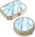 Pill Case Pill Box Mirror Retro Small Pill Case Purse vagy Pocket Bronze Pill Box vagy Vitamins, Halolaj, kiegészítők, Pill Containe Travel Ajándékok 2PCS