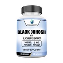 Amerikai Standard kiegészítők Fekete Cohosh 1300mg Per Kiszolgálás fekete bors gyümölcs kivonat - Vegan, Gluten Free, Non-GMO, 90 kapszula, 45 Servings