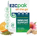 EZC Pak On The Go Immune System booster Echinacea, C-vitamin, Cink, Immun Support Supplement, Immunity Vitamin felnőtteknek, Travel- Friendly Packaging, Vegetáriánus, Gluten- Free