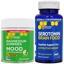 TERMÉSZETES STACKS Mood Magnézium Citrate Gumies + Szerotonin Brain Food Bundle - Pozitív hangulat és stressz támogatás - 90 darab