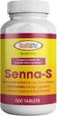 HEALTH LFE Senna- S tabletta, Senna Plus (Laxative / Stool Softener) Gyenge éjszakai enyhítése alkalmi székrekedés generikus Senokot- S (kicsi (1-es csomag), 500)