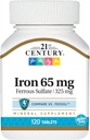 21.Century Iron 65 Mg Ferrous Sulfath 325 Mg tabletta, 120 Count (2-es csomag)
