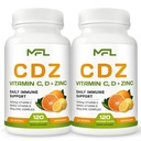 2 Pack, C D Z - 124; C - vitamin, 1000mg - 124; D3- vitamin, 125mcg - 124; Cink, 25mg - 124; Non- GMO & Gluten Free - 124; 240