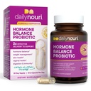 Daily Nouri Hormone Balance Probiotic für Frauen | Unterstützt gesundes Estrogen, PMS, PCOS, Perimenopause, Vaginal pH, Hefe, Gut Health, Haut und Immunität | 7 Strains + Vegan Omega Öl | 30-Tag Versorgung