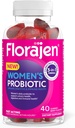 Florajen női probiotikus gumik - Triple- Action Prebiotic + probiotic + Cranberry az emésztéshez, vizeletürítéshez, & Immunszuppresszív támogatás - Fast- Acting - Vegan & Gluten- Free - 40- Count