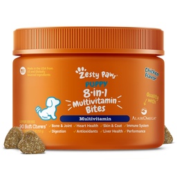 Zesty Paws kutya multivitamin, rágható kutya vitaminok és kiegészítők Hip & ízesítők, Skin & Coat, Omega 3 Fish Oil for Dogs- Puppy Multivitamin - Chicken Puppy Bites - 90ct