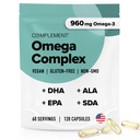 Kiegészítés Vegan Omega 3 kiegészítés - 960mg Omega3 zsírsavak, DHA, EPA, SDA, ALA kiegészítés - Immunszupport- 60 Servings, 120 folyékony kapszula