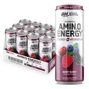 Optimum Táplálkozás Amino Energy Sparkling Hydration Drink, Elektrolitok, koffein, Amino Acids, BCAA, Sugar Free, Berry Burst, 12 Fl Oz, 12 Pack