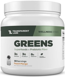 Átlátszó Labs Prebiotic Greens - Superfood Powder & Antioxidants Supplement with Organic Spirulina, Chloerra, Acacia, & Green Banana Powder - 30 Servings, Peach Mango