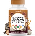 Oroszlánok Mane Gomba kiegészítés Törökország Tail Reishi Cordyceps Chaga Marshmallow Root - 60 gróf