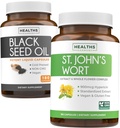 Fekete magolaj & St. John 's orbáncfű (3- hónapos ellátmány) Harmónia esszencia bundle of Black Seed Oil (180 kapszula) Cold- Pressed Nigella Sativa & St. John' s orbánc (180 kapszula) with Powerful 900mcg Hypericin