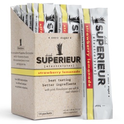 Superieur Electrolyte Powder Packets - Vegan Electrolyte Hydration Powder w / Sea Minerals- Keto Friendly, Non-GMO, Zero Sugar Electrolyte Supplement- Healthly Sports Drink- Strawberry Lemonade (14 csomag)