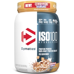 Dymatize ISO100 tejsavópor-izolátum, fahéjas gabona, 25 g fehérje, 5.5g BCAA, kevesebb, mint 120 Cal., glutén mentes, 1g Fat, 1g cukor, 2g karbon (20 adag)