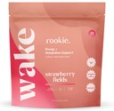 Rookie Wellness Wake - Natural Energy Drink Powder with 125 mg koffein from Green Tea Extract, B- Complex Vitamins, Ashwagandha Extract, & Guarana Extract (30 szervák, Strawberry Fields)