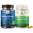 A csökkentett glutation-pótlólagos tejsűrítmény kötege - 500 mg / Serving Pure L Glutation és rágható C-vitamin gumik felnőtteknek - Aszkorbinsav Természetes gumi Immunturbáló & Hideg Remedy