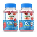 Életképes cukor ingyenes Preciotic Fiber Kids + D-vitamin Gyerekek, Gumicukor Bundle - Nagy ízű, vitamin kiegészítés, glutén mentes, GMO mentes, rágható gumi