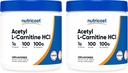 Nutricost Acetyl L- karnitin (ALCAR) 100 GMS (2 Pack) - 100 Servings Each - 1000mg Per Serving - Pure Acetyl L- karnitin Powder - Non GMO, glutén mentes