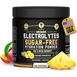 HRDWRK elektrolitok por Magnéziummal, Kálium - Sugar Free Electrolytes Fokozza a kitartást és csökkenti a fáradtságot ezzel az elektrolitok kiegészítéssel - Maximális hidratáció - Keto Friendly