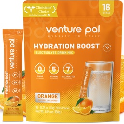Venture Pal Sugar Free Electrolyte Powder Packets - Liquid Daily IV Drink Mix for Rapid Hydration & Party Recovery 124; 5 Vitamins & 7 Electrolytes