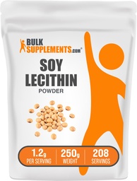 BulkSupplements.com Soy Lecithin Powder - Lecitin Supplement, Nutritional Supplement, Food Grade - Gluten Free, 1.2g per Serving, 250g (8.8 oz) (1x csomag)
