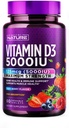 Készült a természet rágható D3-vitamin 5000 NE - D-vitamin kiegészítés Sajtok - Cukor mentes és természetes berry Flavor - 60 tabletta