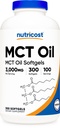 Nutricost MCT Oil Softgels 1000mg, 300 SFG (3000mg Serv) - Nagy a Keto, Ketosis, és Ketogen diéta
