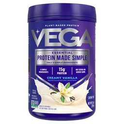 Vega fehérje készített egyszerű fehérje por, Vanilla - Stevia Free, Vegan, Növényalapú, Egészséges, Gluten mentes, Borsó fehérje nőknek és férfiaknak, 9.2 oz (csomagolás május Vary)