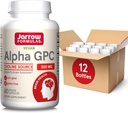 Jarrow Formulas Alpha GPC, 300mg, Diétás kiegészítés, Brain Health kiegészítők felnőtteknek, 60 Veggie kapszula, 30 napos ellátás (12-es csomag)